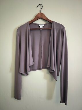 Carmen Marc Valvo Lightweight Taupe Cropped Shrug